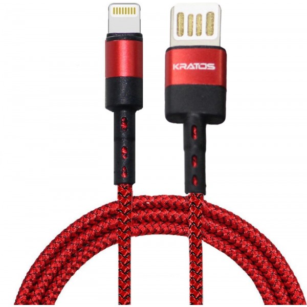 KRATOS : LIGHTNING CABLE : 2A CABLE (USB TO LIGHTNING) (BLK+RED)
